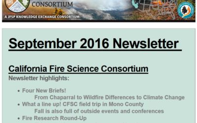 CA Fire Science Consortium Newsletter September 2016